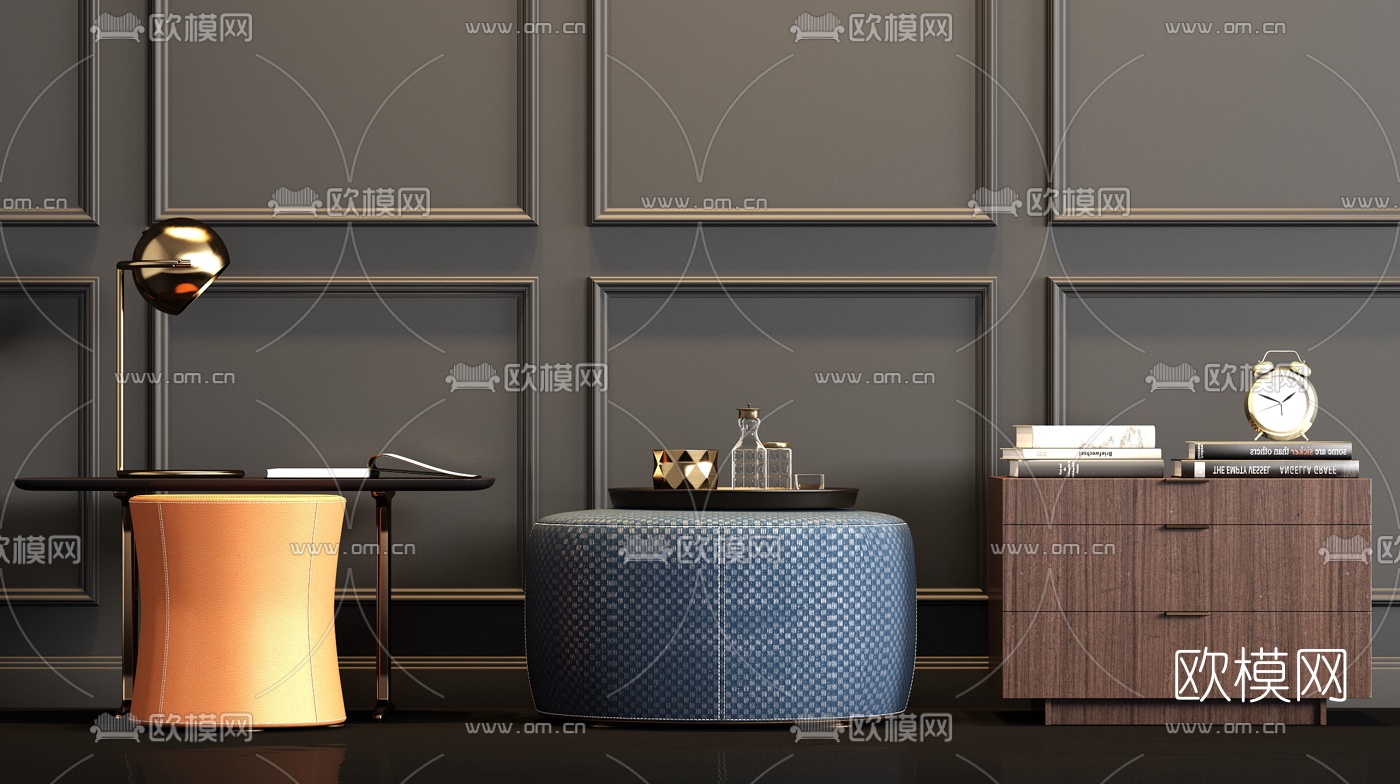 现代圆几组合3d模型下载