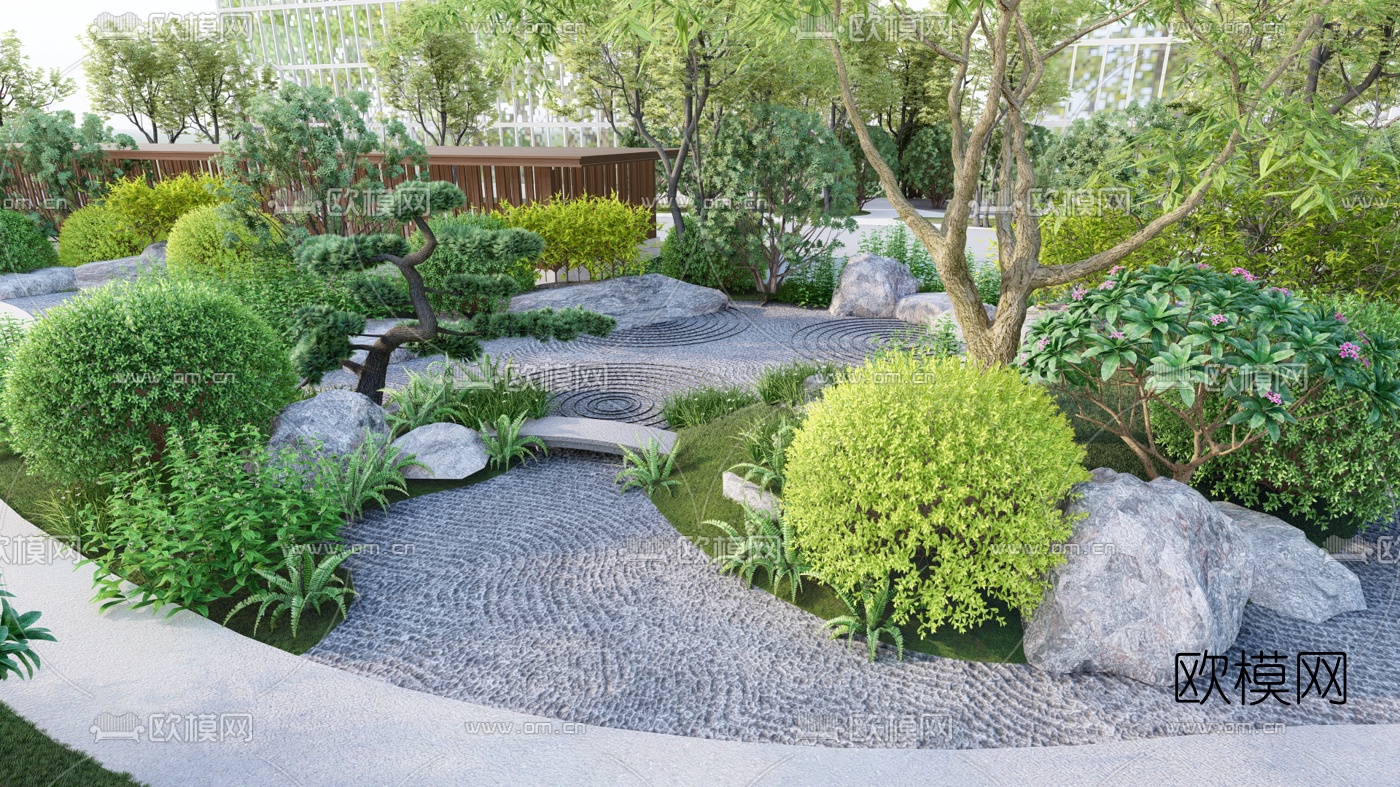 新中式园林景观su模型下载（渲染图10）
