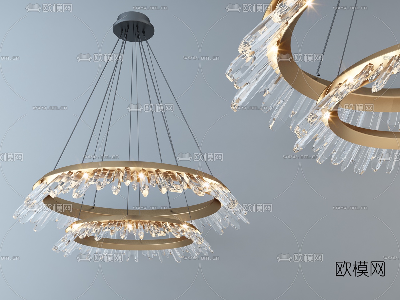 现代时尚水晶吊灯3d模型下载