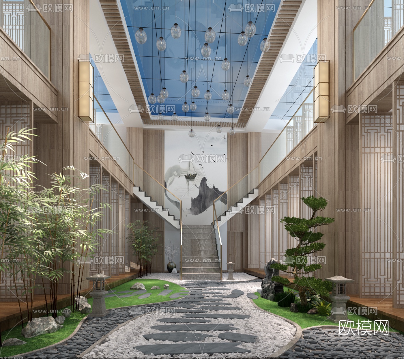 新中式禅意庭院3D模型