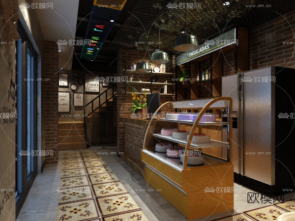 工业风网咖3d模型免费下载