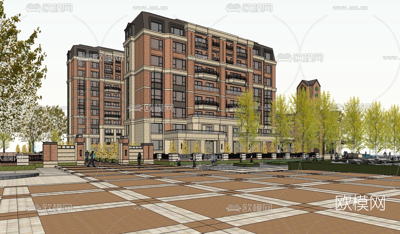 欧式商住综合楼su模型
