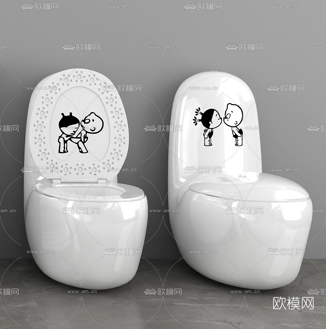 现代卡通马桶坐便器3d模型