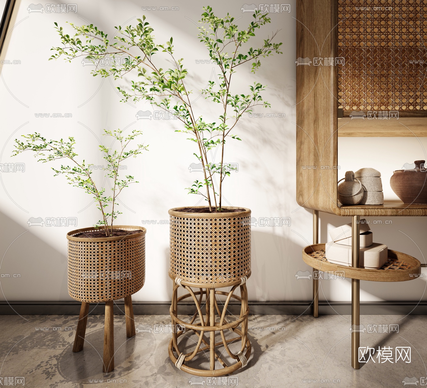 北欧编织储物柜3d模型下载（渲染图4）