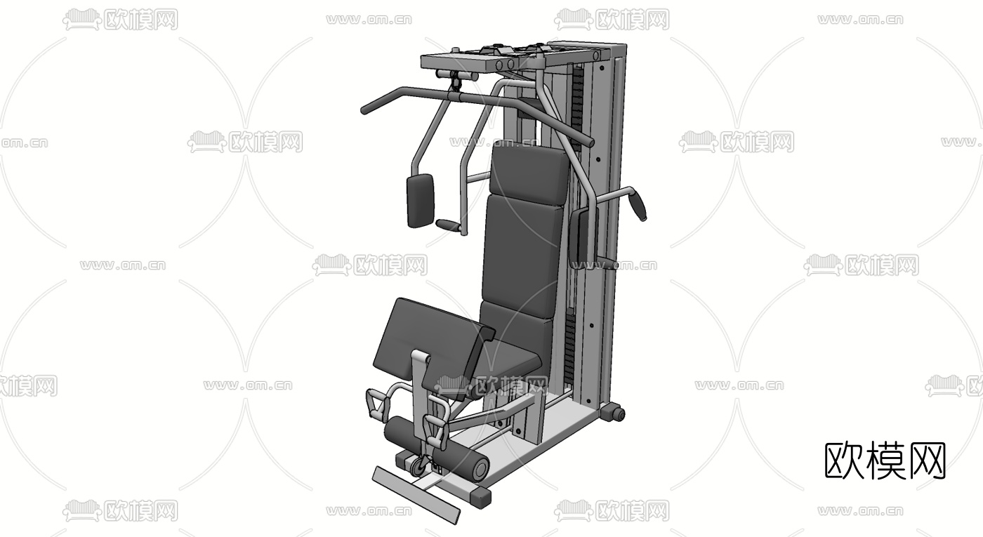 现代健身器材su模型下载（渲染图2）