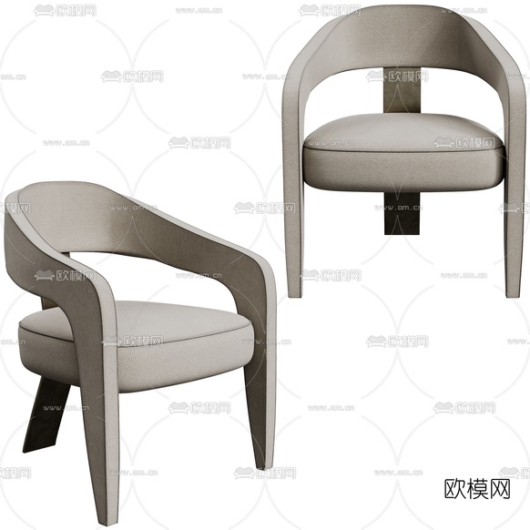 现代布艺休闲椅3d模型下载(渲染图1)