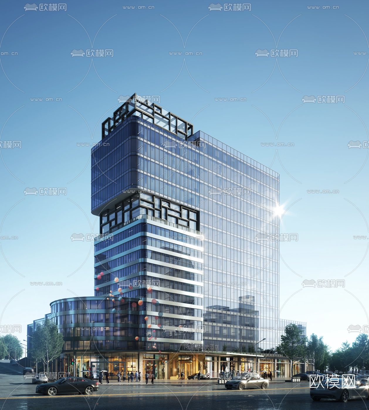 现代商业办公楼建筑外观3d模型下载