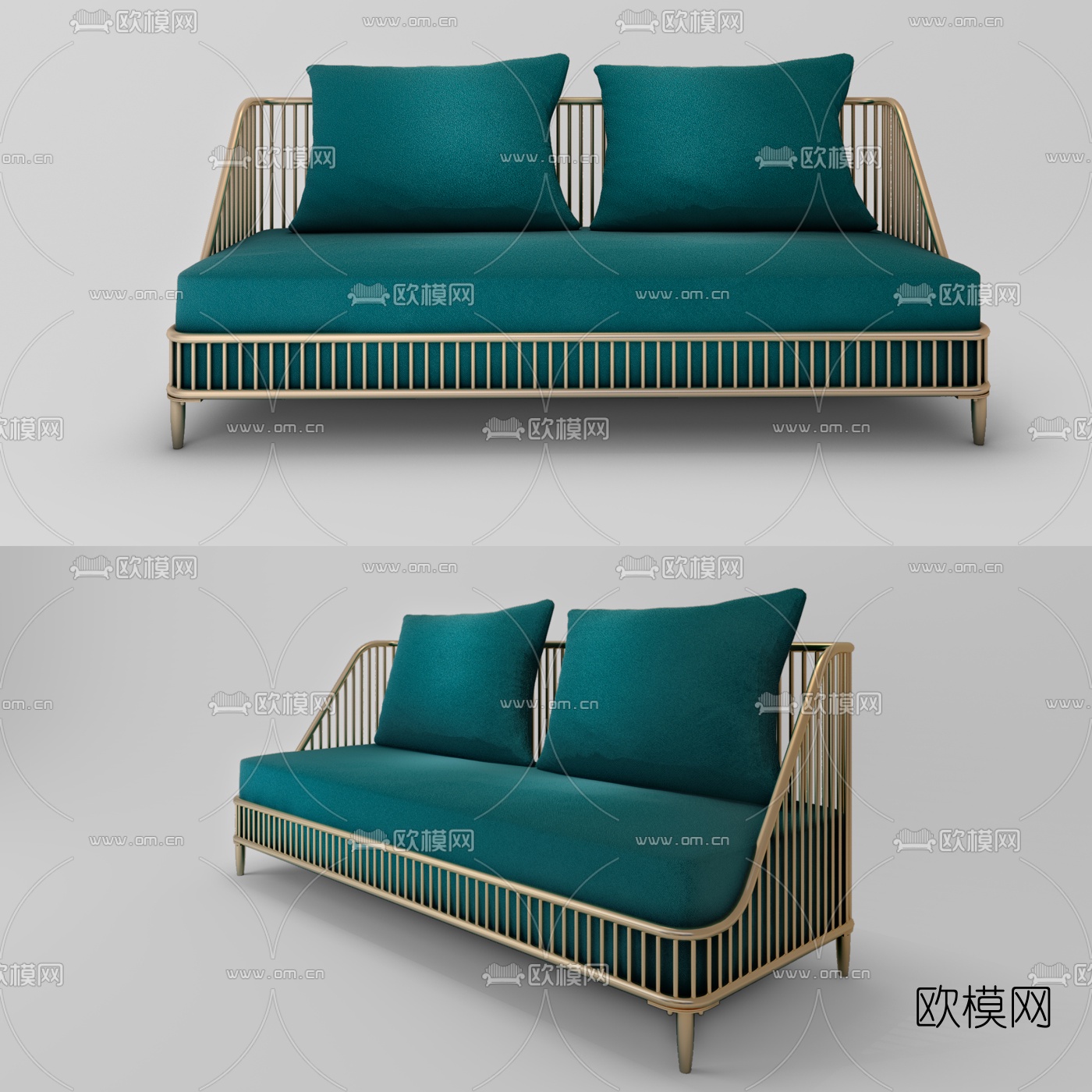 现代轻奢金属双人沙发3d模型下载