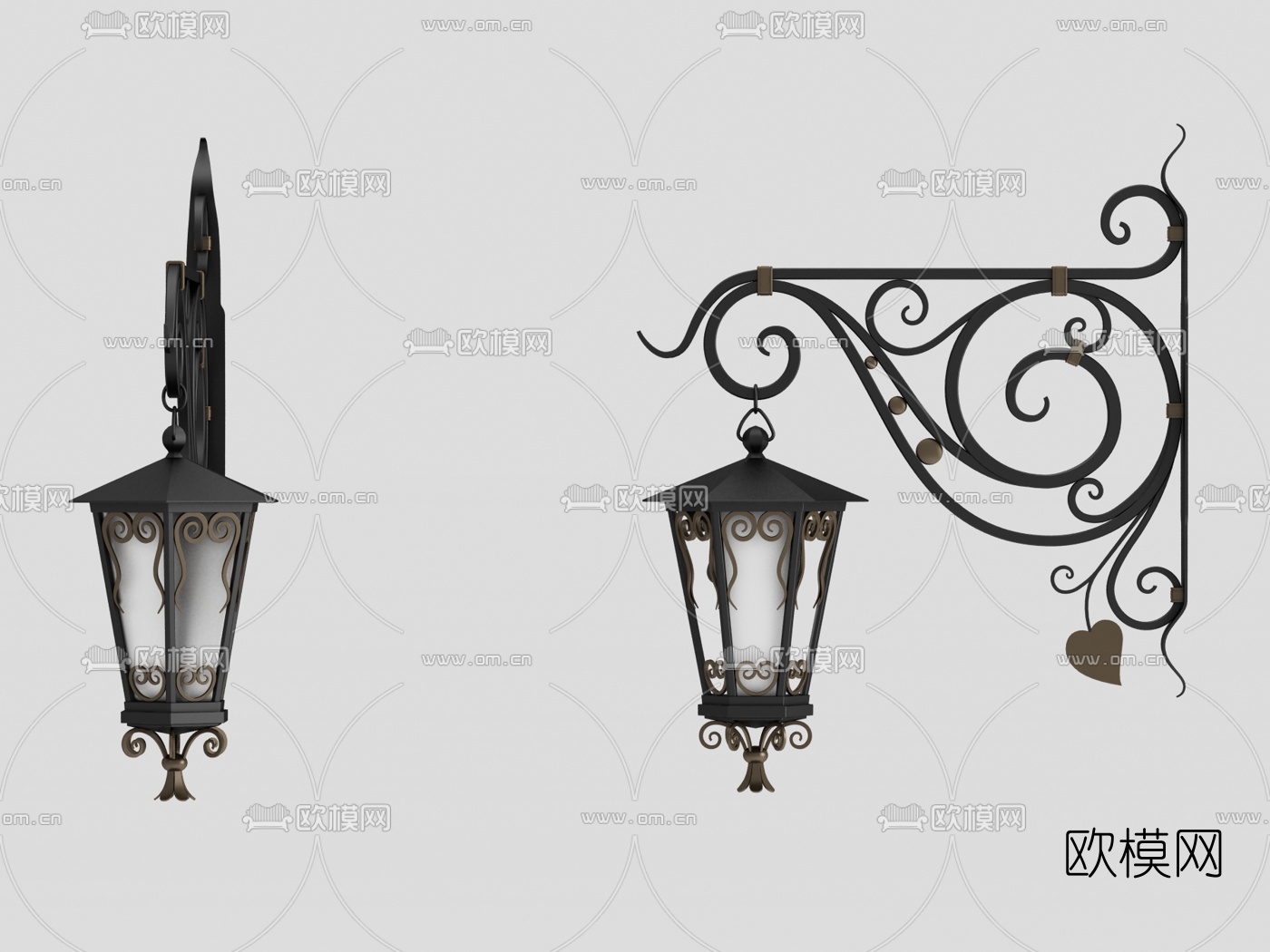 欧式铁艺壁灯3d模型下载