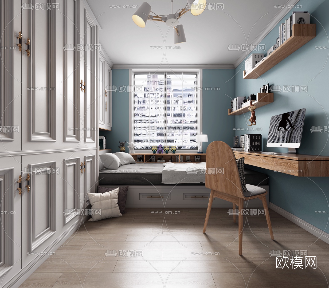 简欧榻榻米书房3d模型下载