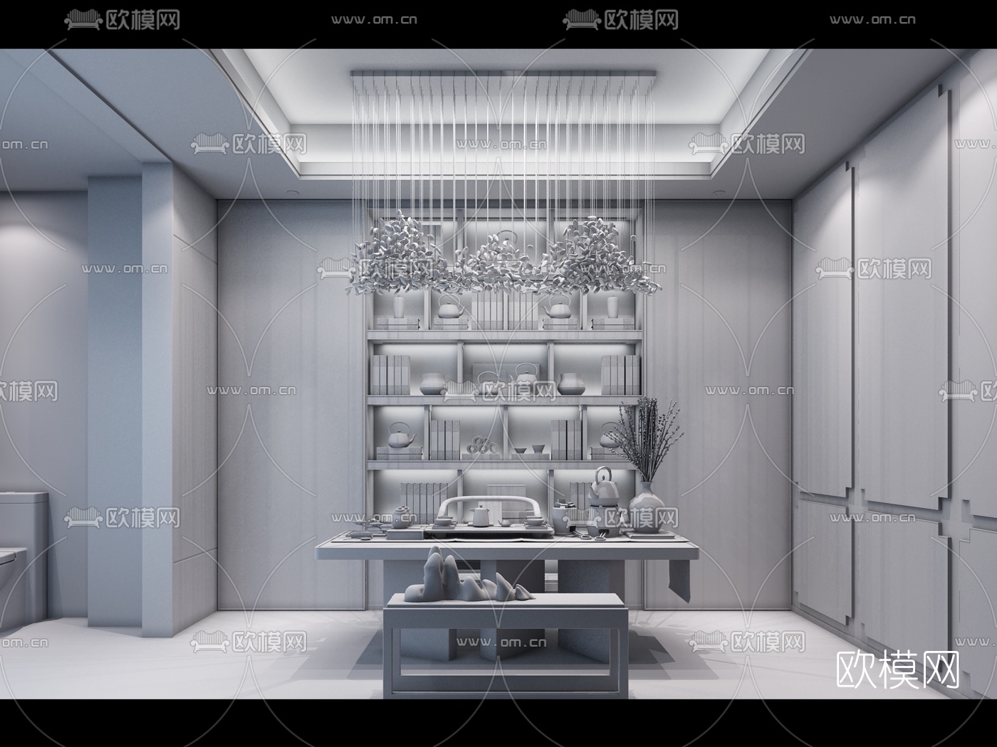 元元禾大千 新中式书房3D模型下载（渲染图3）