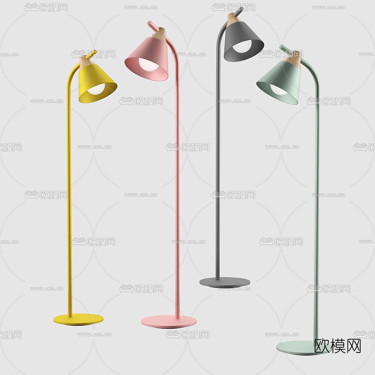 北欧彩色落地灯3d模型下载（渲染图1）