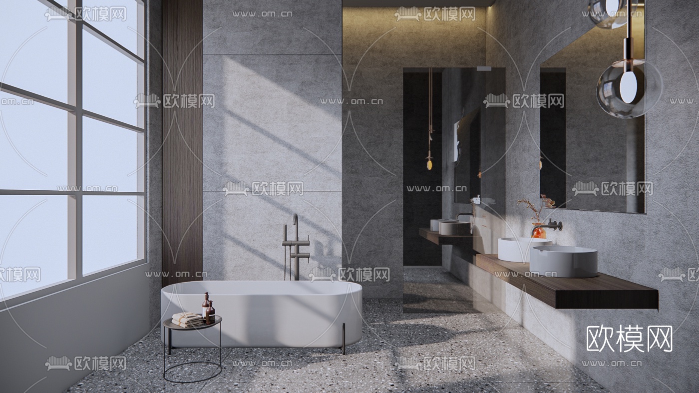现代卫生间浴室su模型下载（渲染图1）