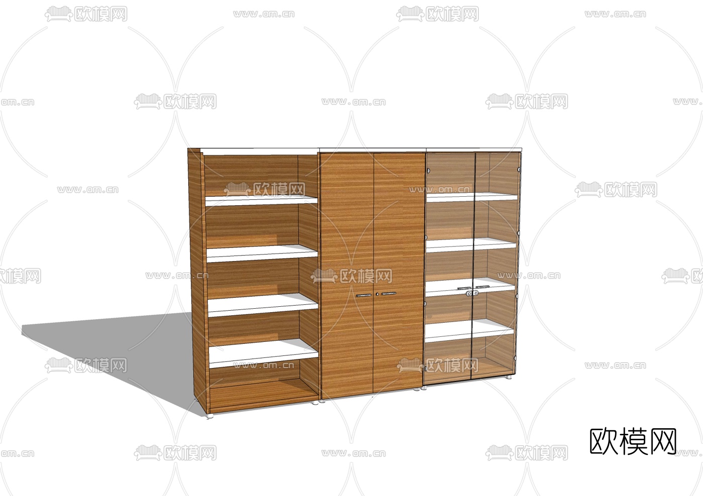 现代实木装饰柜免费su模型下载