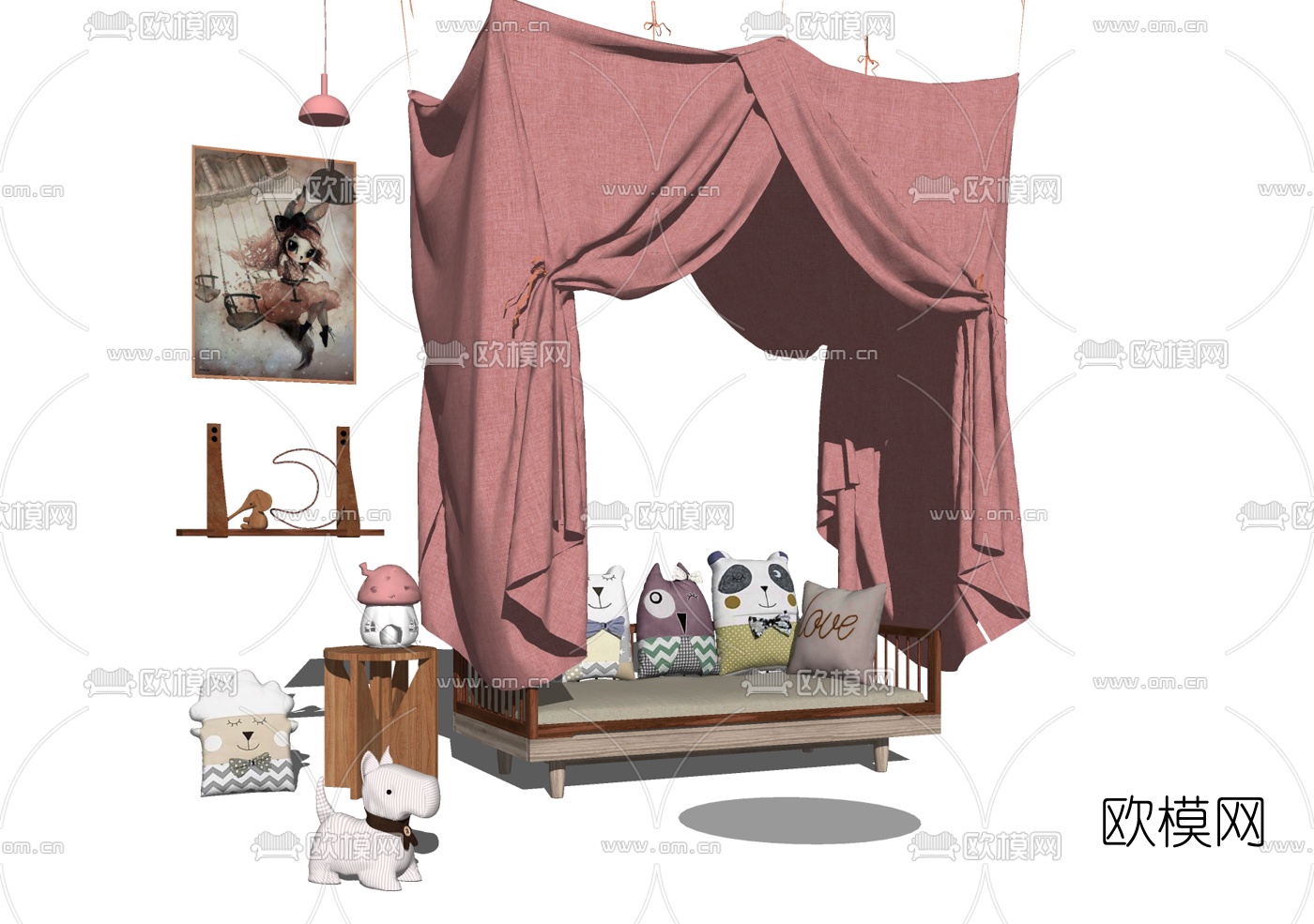 北欧儿童床组合su模型下载