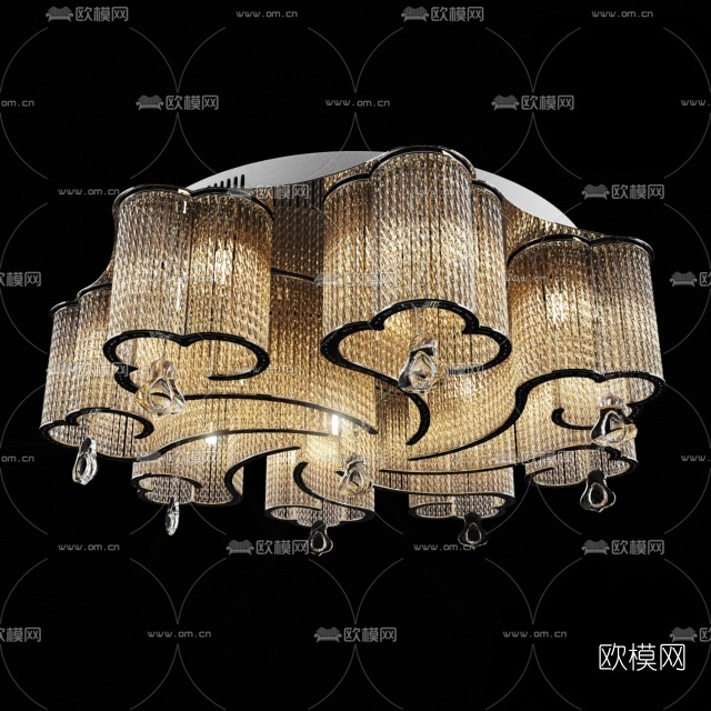 现代祥云造型水晶吊灯3D模型下载_ID10456720_3dmax免费模型-欧模网