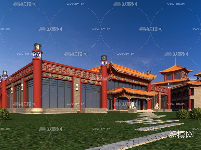 中式古建宫殿3d模型下载(渲染图1)