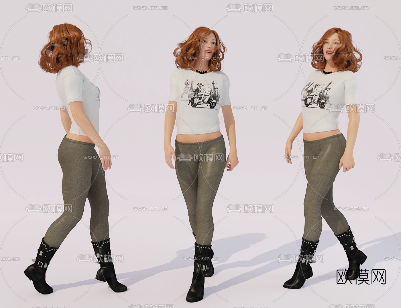 现代女性人物3d模型下载（渲染图1）