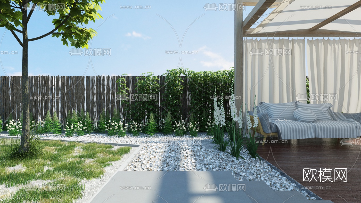 现代庭院花园3d模型