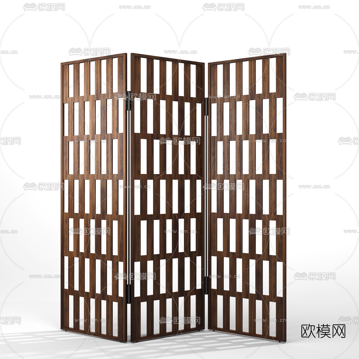 意大利PORADA品牌 现代原木镂空矩阵屏风隔断3d模型下载（渲染图1）