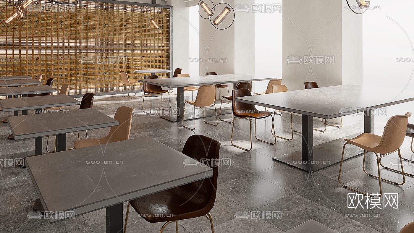 工业风餐厅3d模型下载（渲染图2）