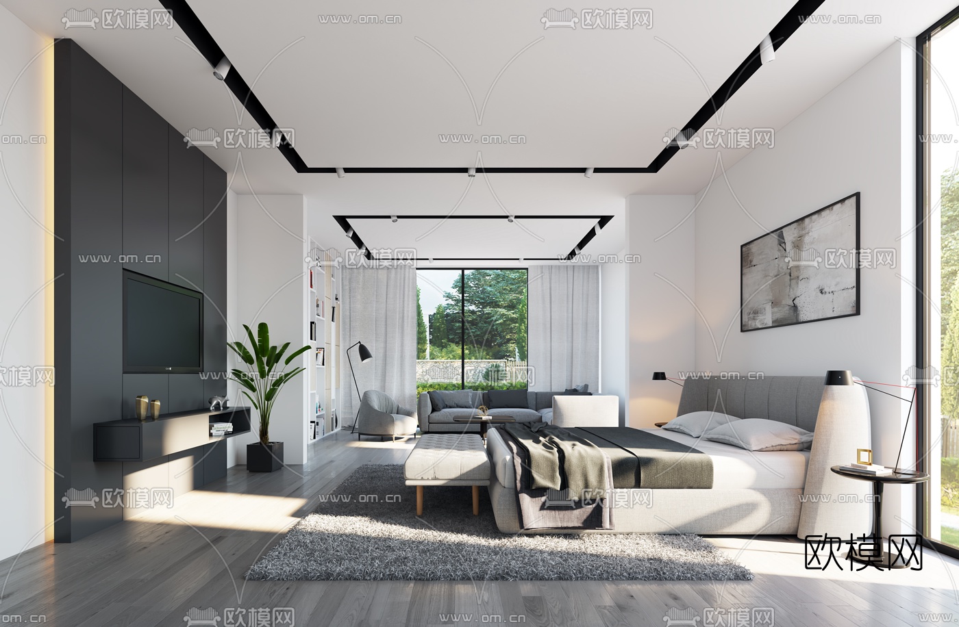现代简约套房3d模型下载_ID10598357_3dmax免费模型-欧模网