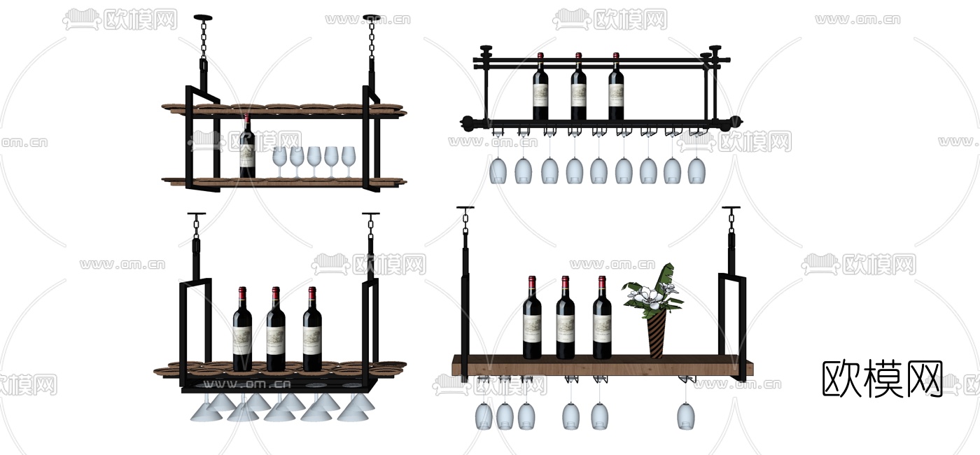 现代金属酒架组合su模型下载