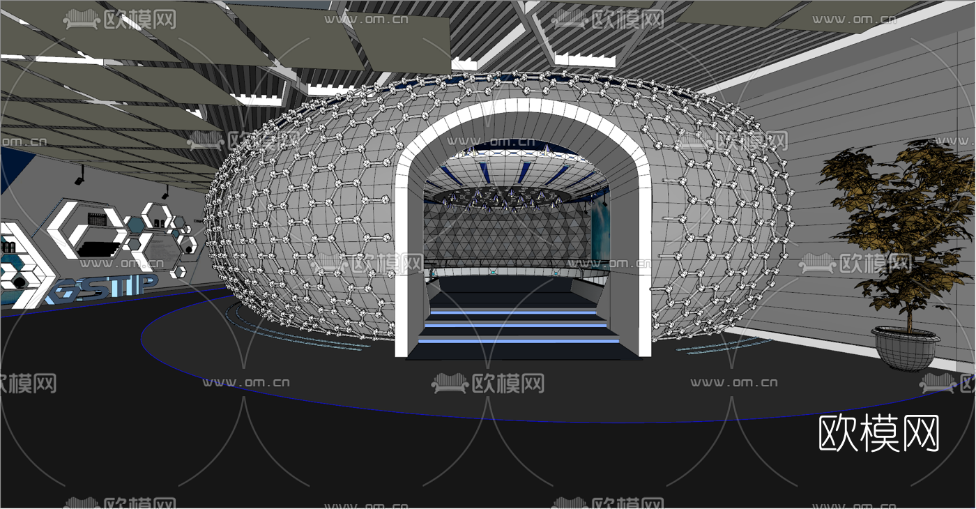现代科技展厅su模型下载（渲染图4）