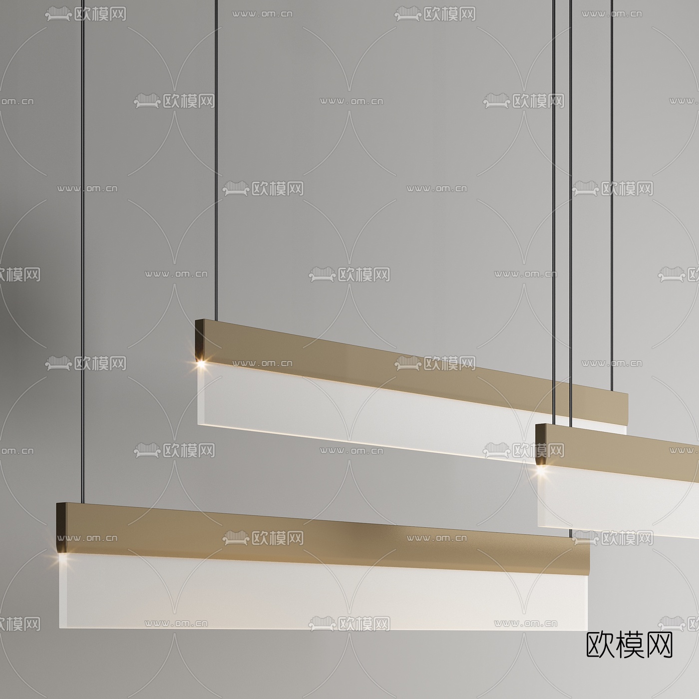 后现代金属办公吊灯组合3D模型下载（渲染图4）