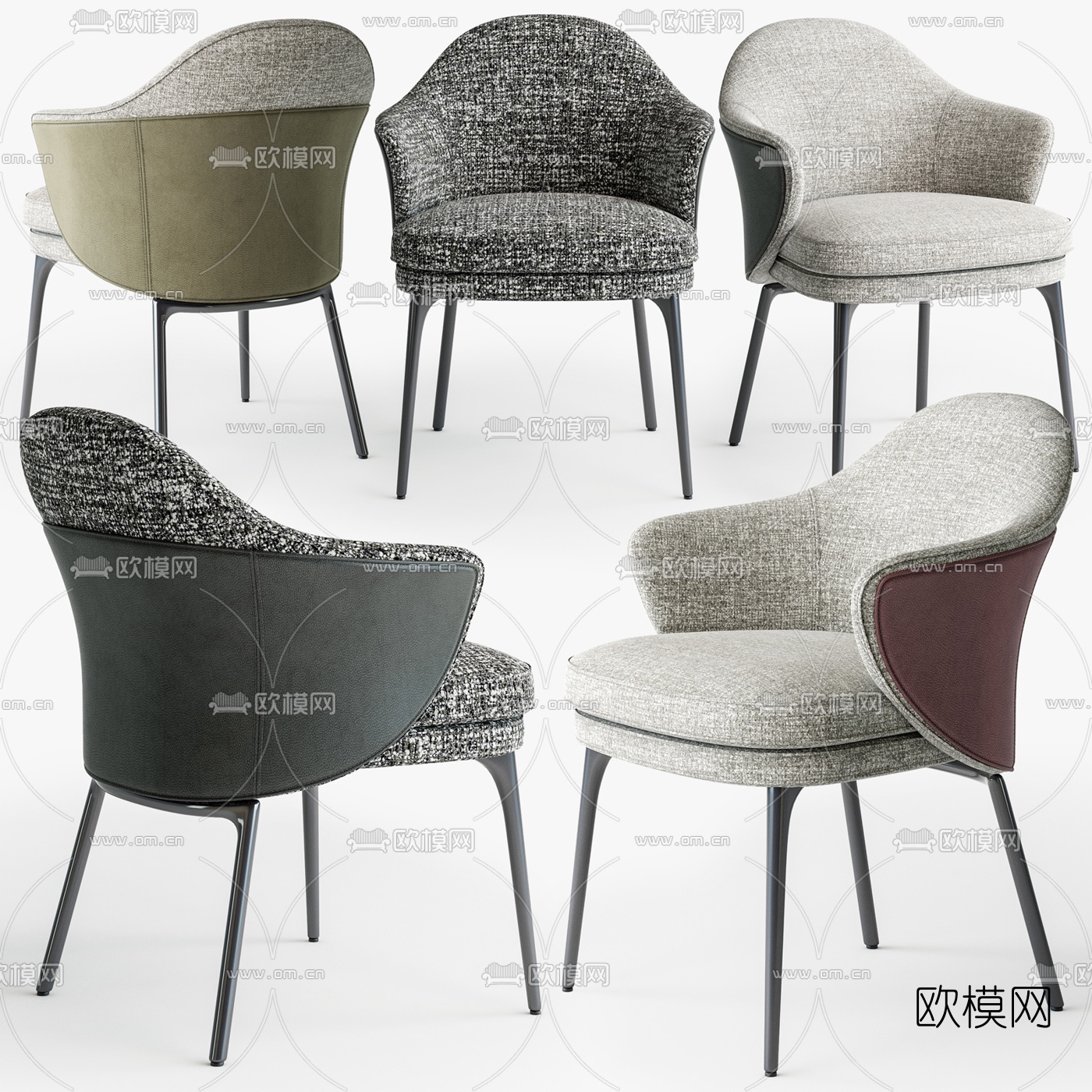 Minotti米洛提现代布艺单椅3d模型下载（渲染图1）