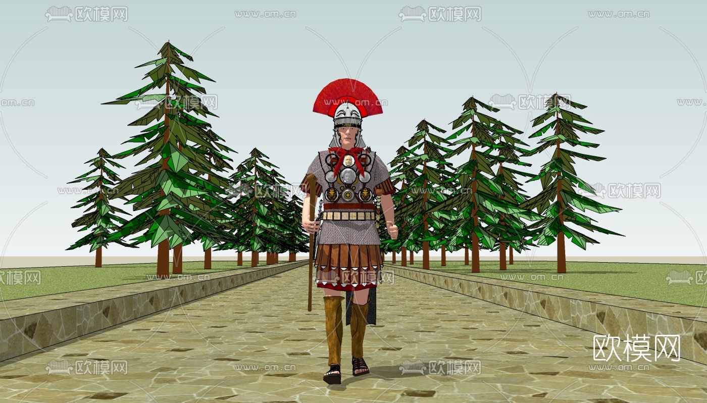 欧式罗马战士免费su模型下载
