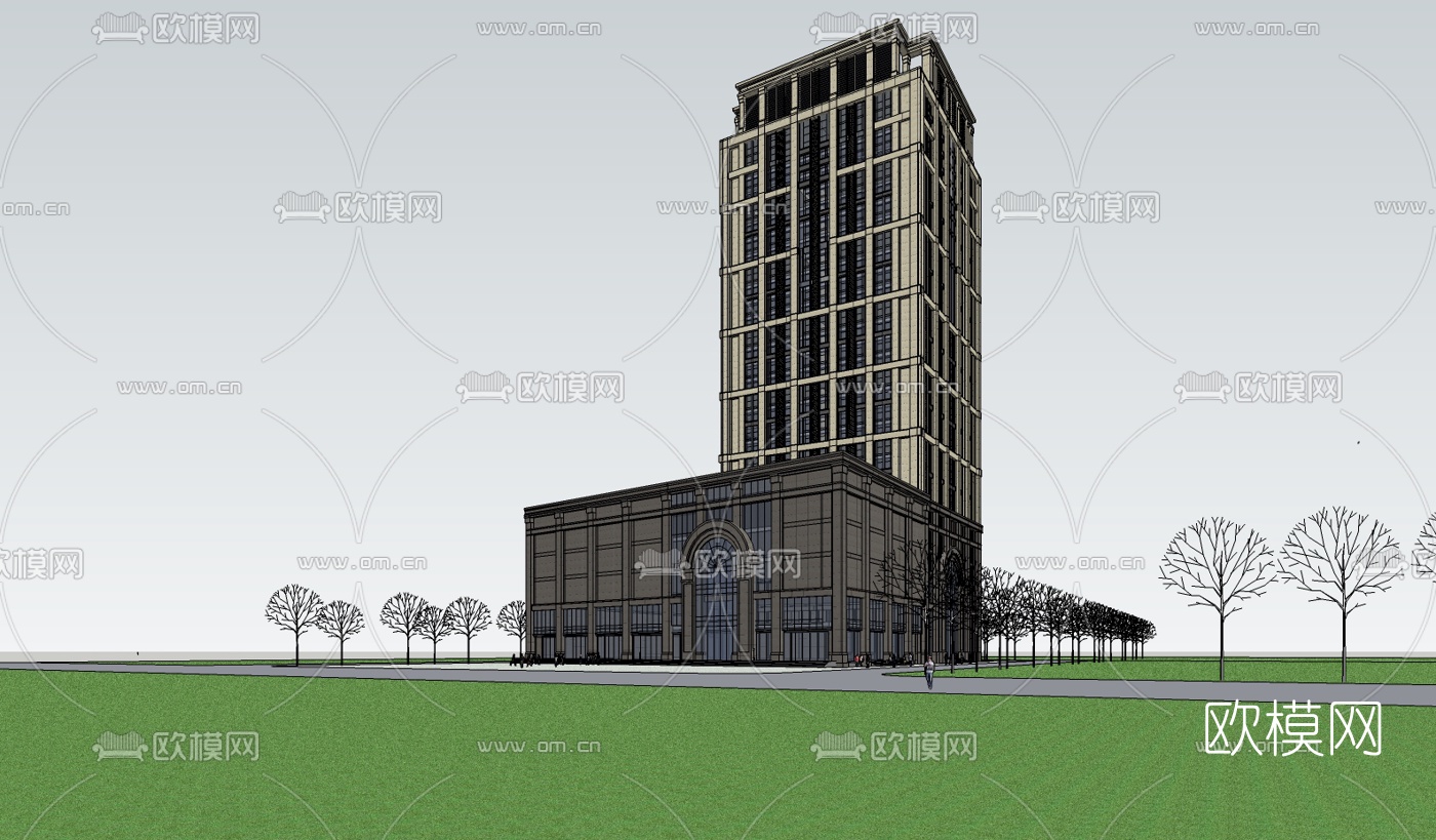 新古典写字楼su模型下载（渲染图1）
