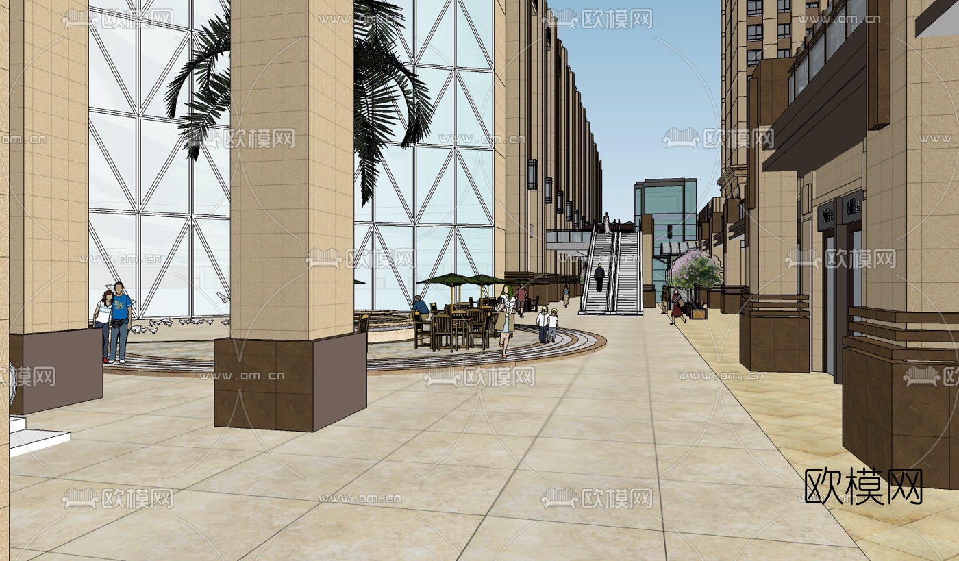 新古典商业综合体su模型下载（渲染图3）