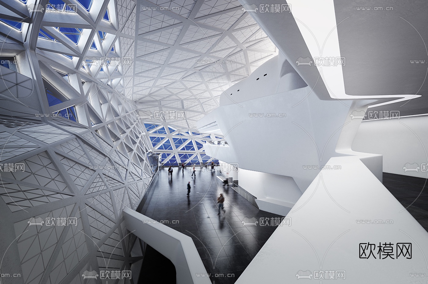 现代博物馆展览馆大堂3D模型