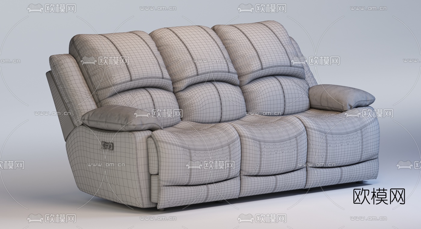 现代皮革休闲沙发3d模型下载（渲染图3）