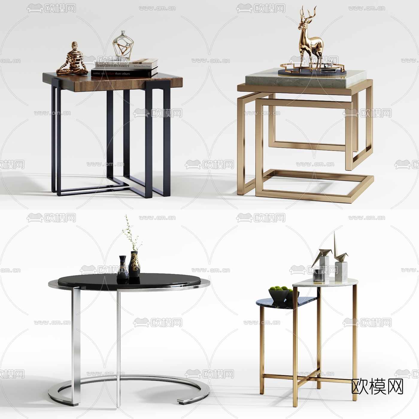 现代边几组合3d模型