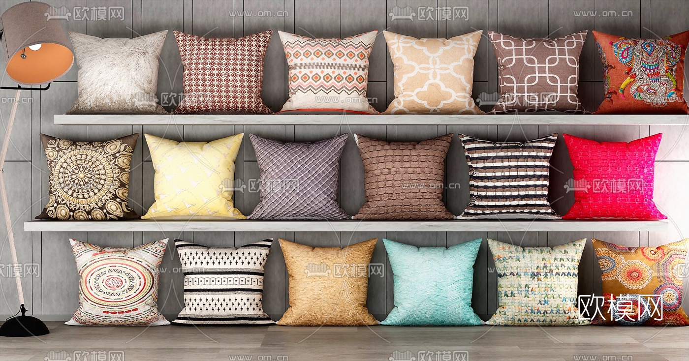 现代布艺抱枕组合3D模型下载
