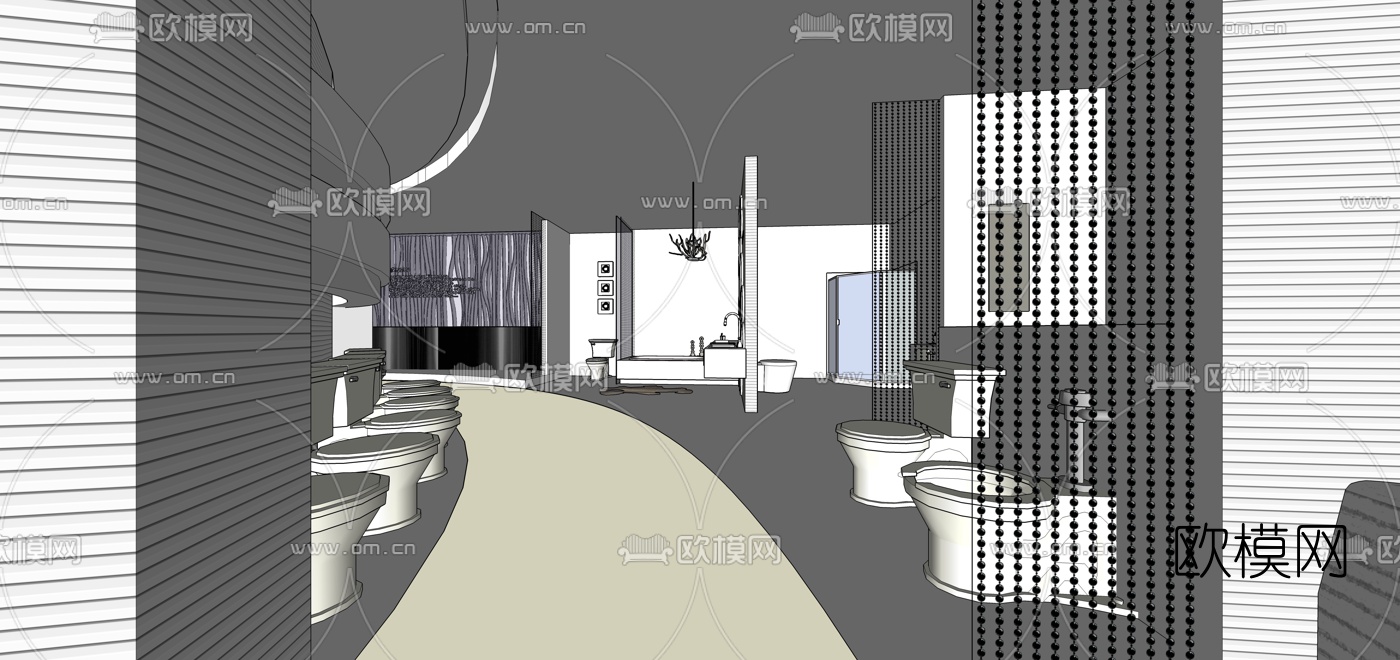 现代卫浴展厅su模型下载（渲染图3）