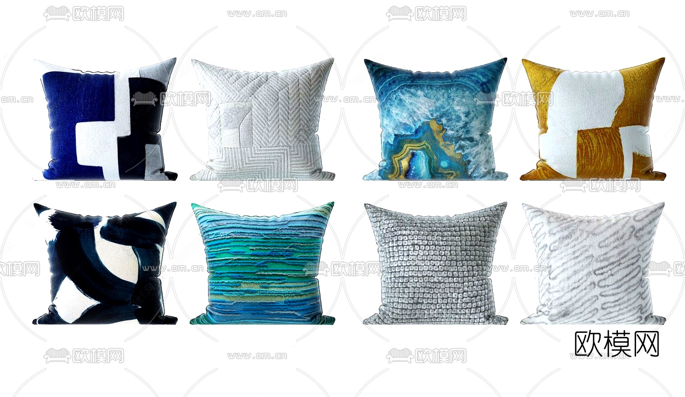现代布艺抱枕组合3d模型下载