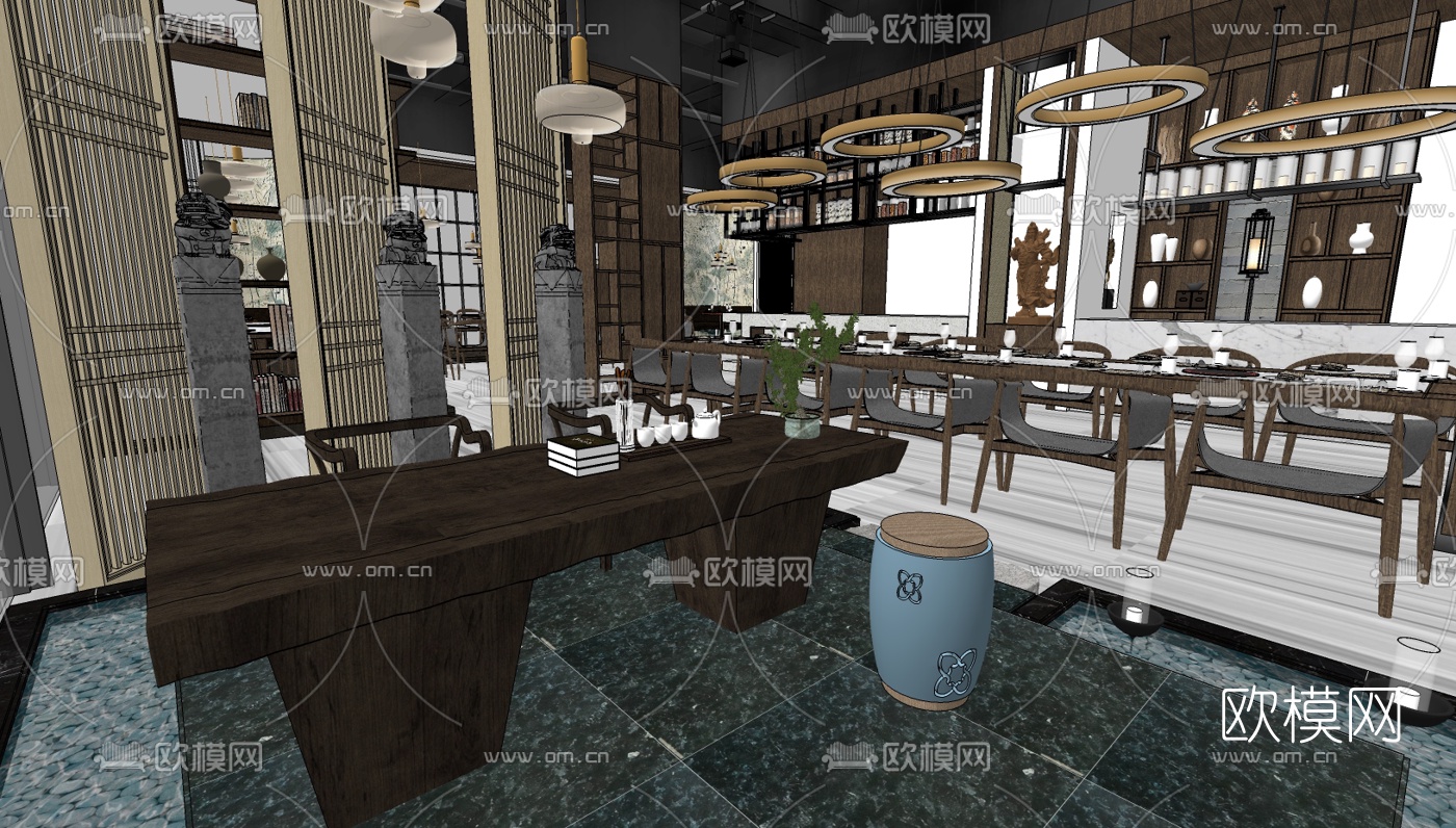 中式餐厅su模型下载（渲染图3）