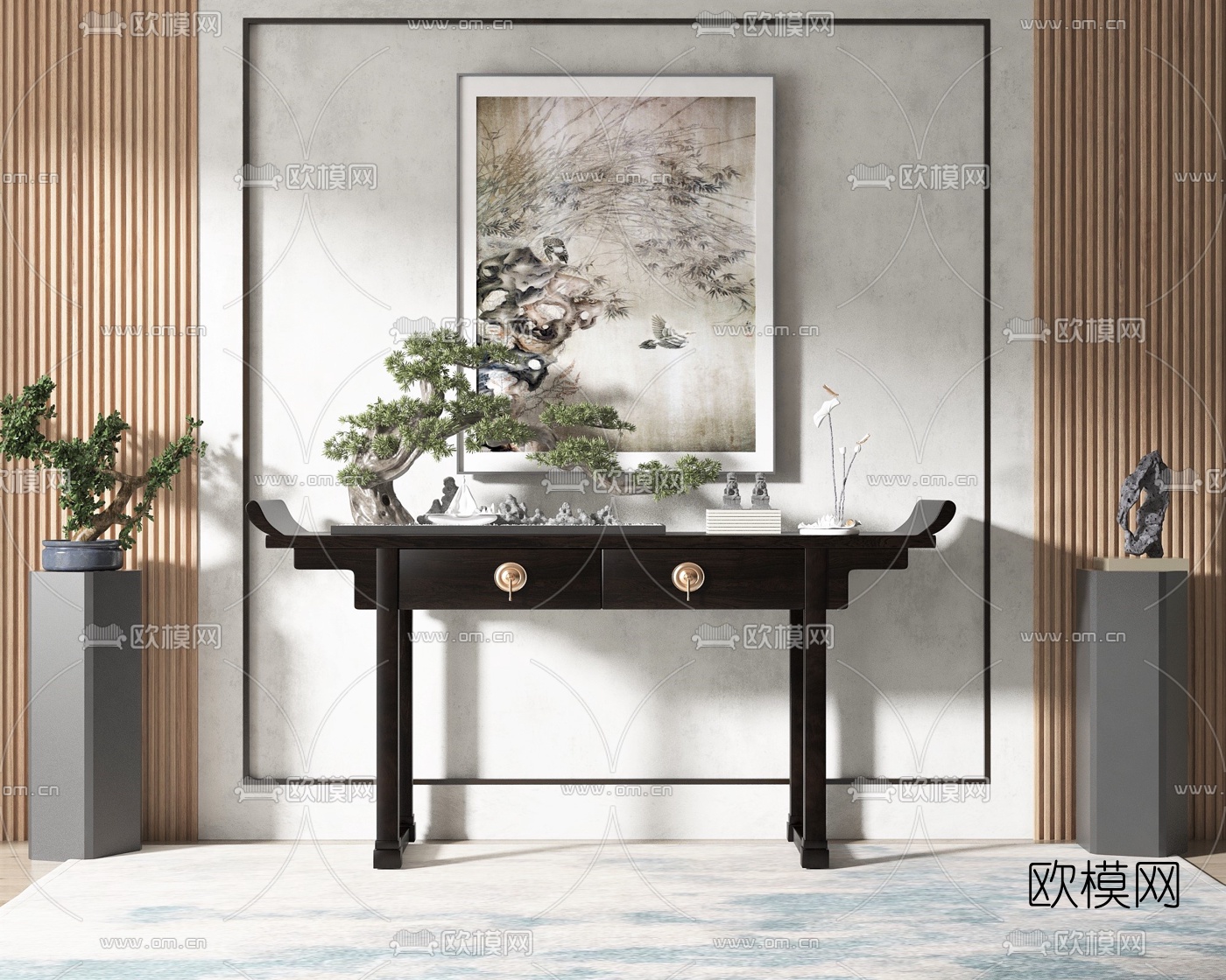 新中式实木端景条案3d模型