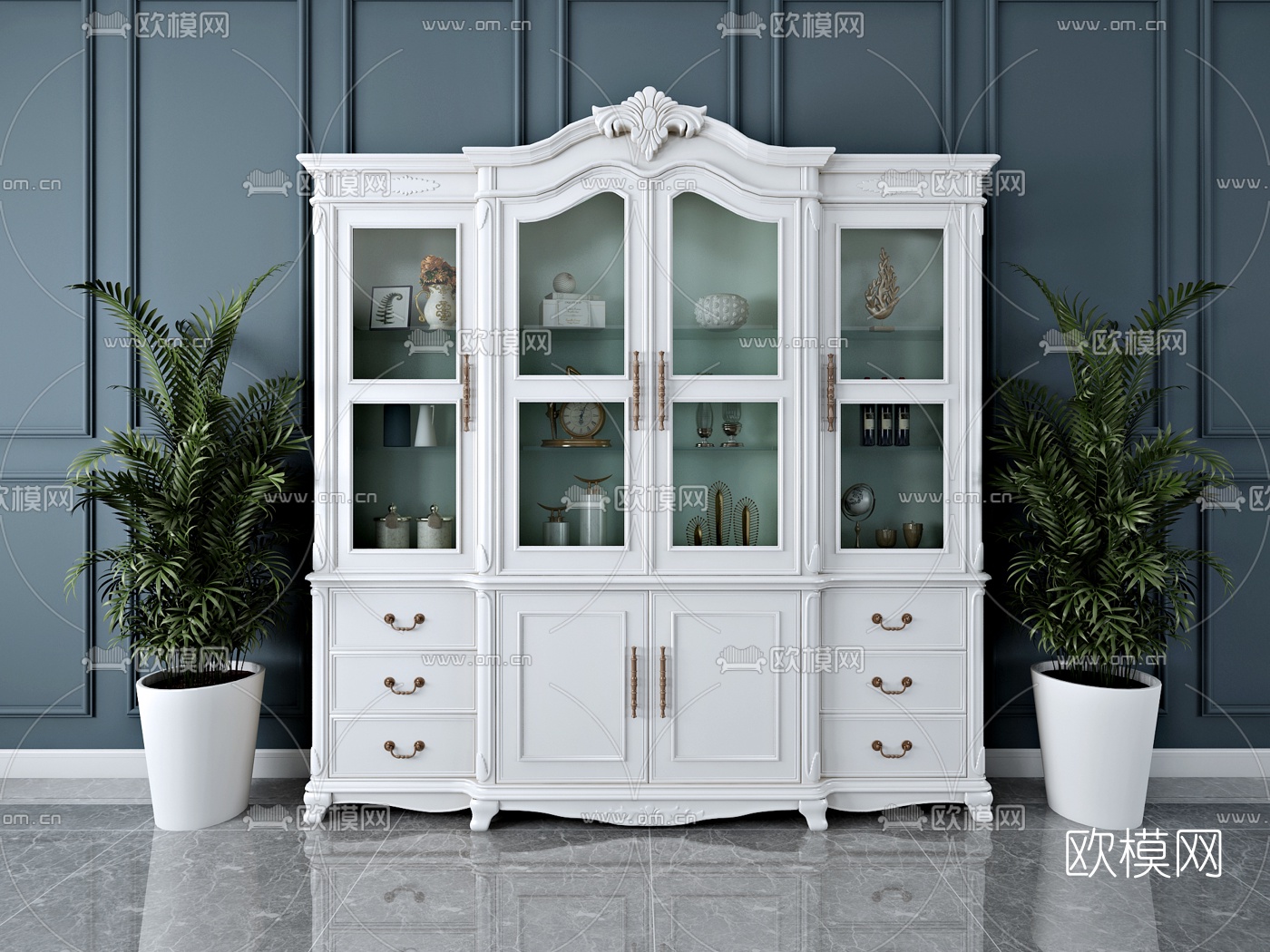 欧式酒柜3d模型下载
