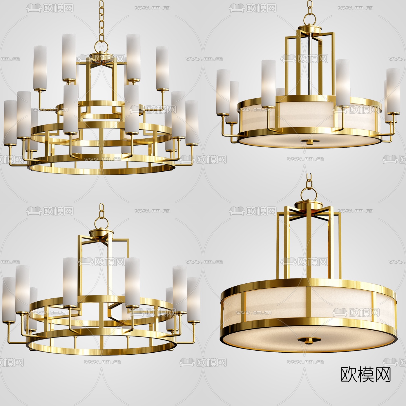 新中式金属吊灯组合3D模型下载_ID10544597_3dmax免费模型-欧模网