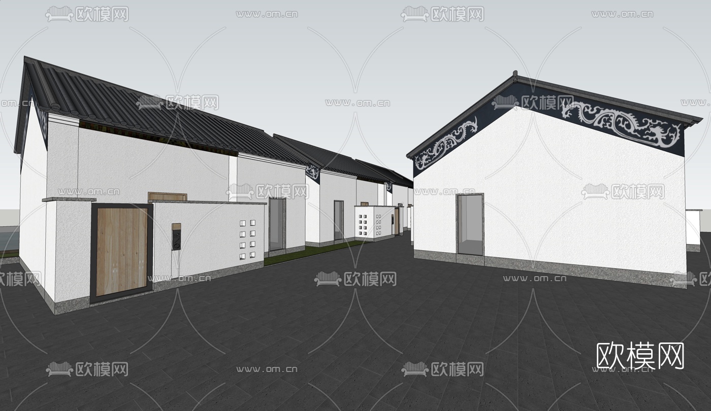 自然风民宿酒店su模型下载（渲染图1）