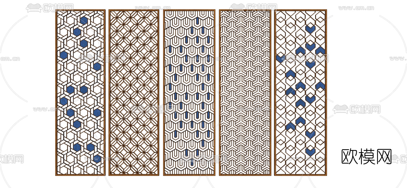 现代屏风隔断组合su模型下载