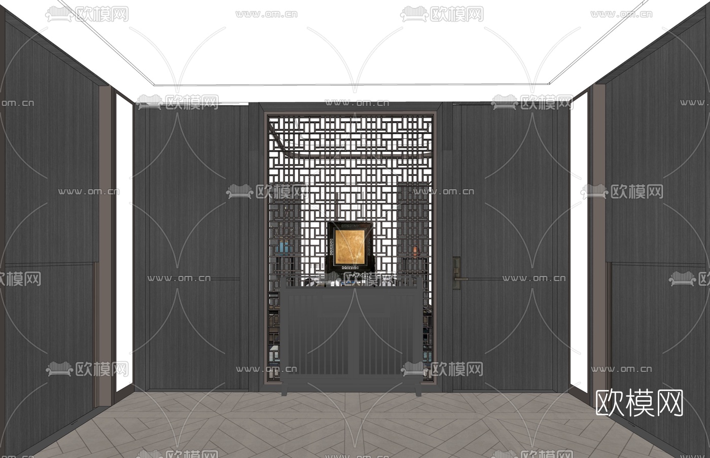 新中式酒店总统套房su模型下载（渲染图2）