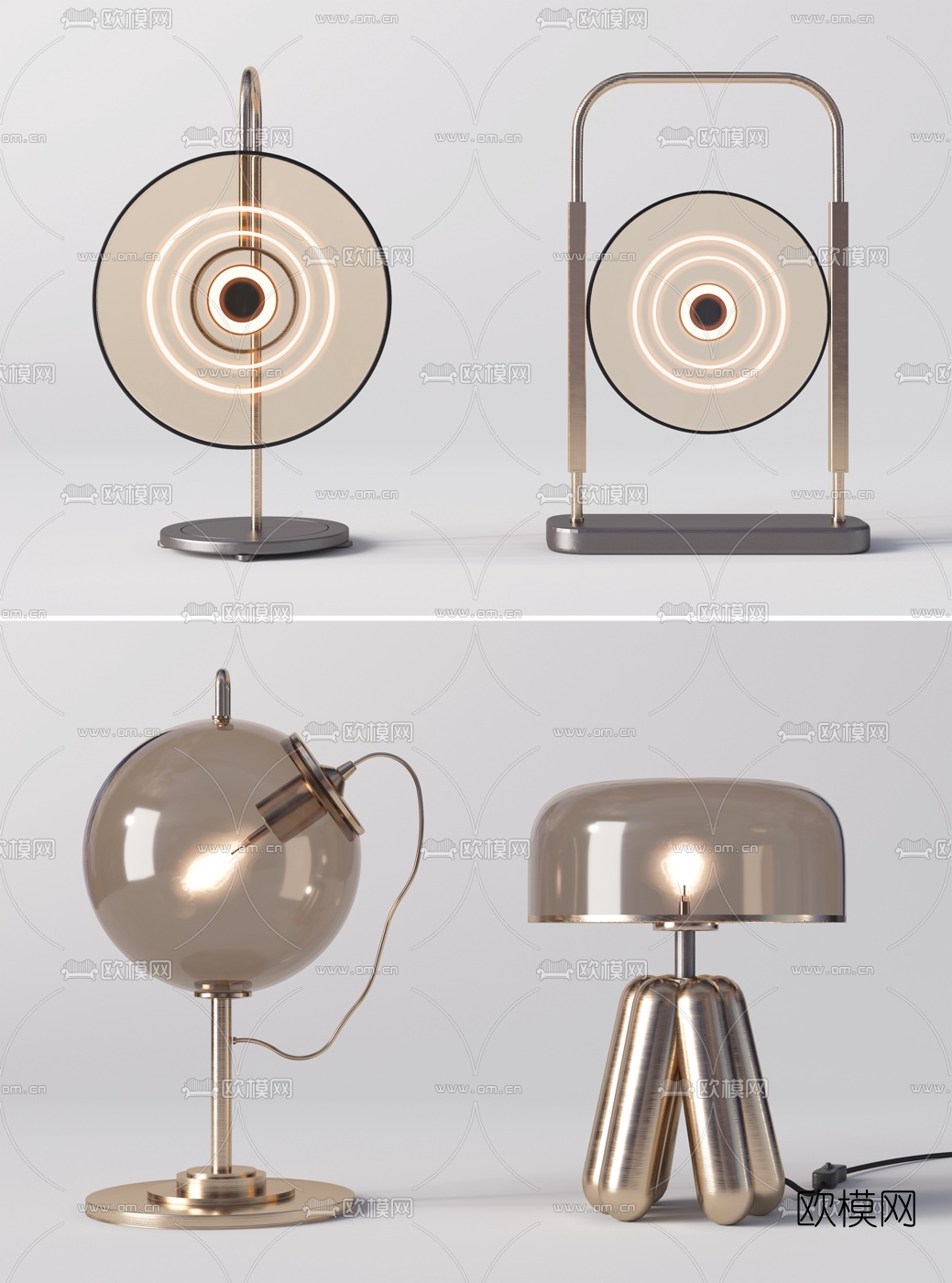 现代轻奢台灯3d模型下载（渲染图3）