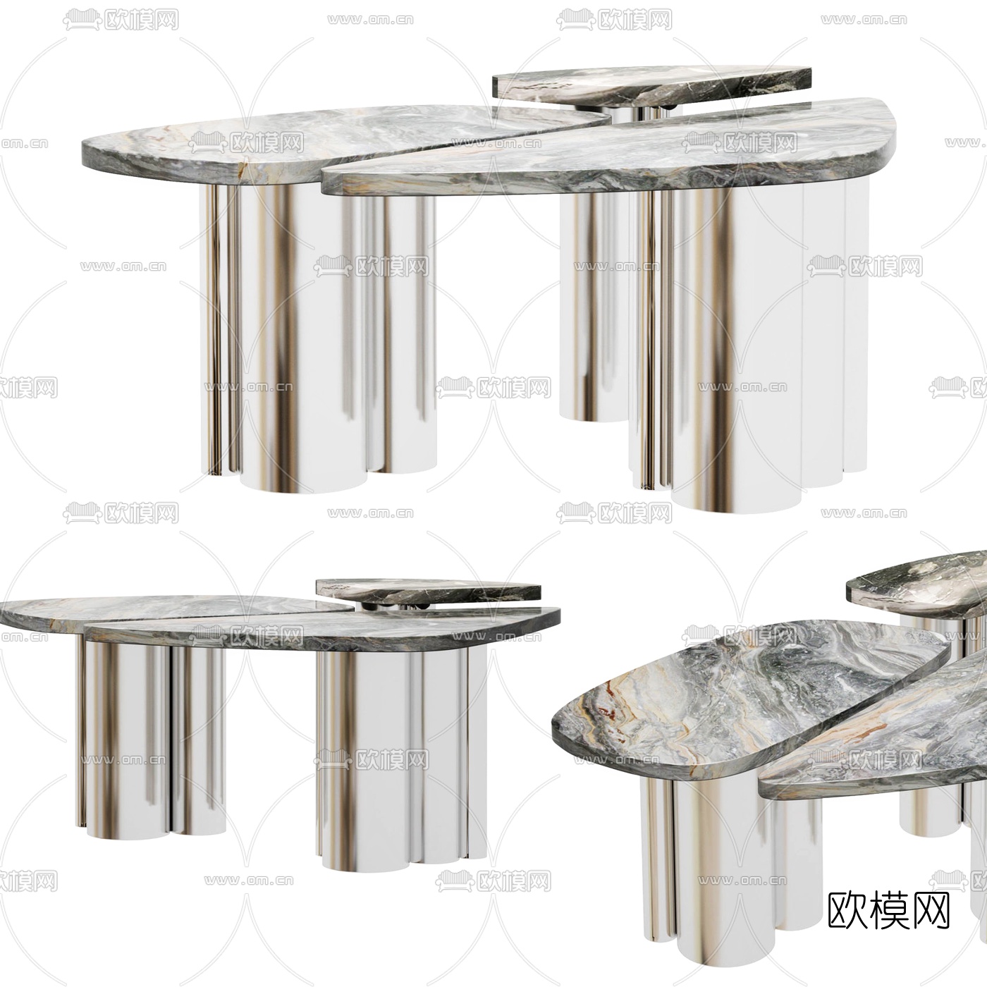 Molteni&C 现代轻奢大理石茶几3d模型下载