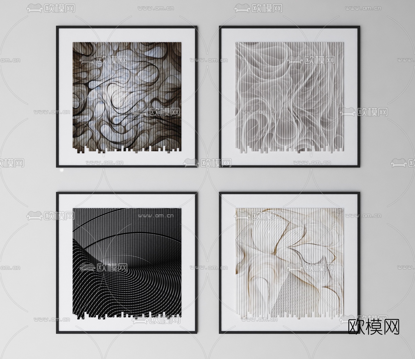 现代抽象装饰挂画3d模型