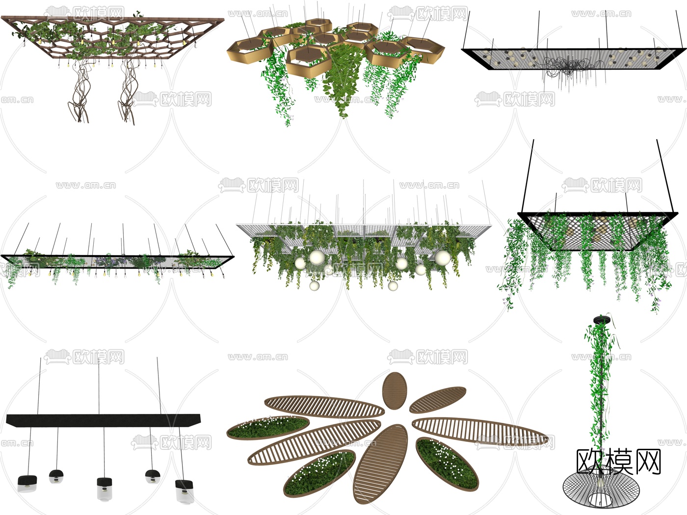 工业风天花吊顶su模型下载